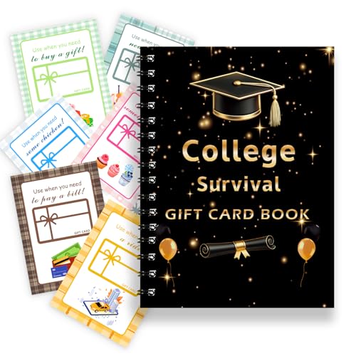 KJX College Survival Gift Card Book Graduation Gift Card Book 2026 with 20 Pages Card Templates Grad Gift Card Booklet Holder for College Student High School Girls Boys Teens