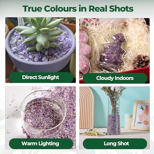 Image of T4U Tumbled Chips Stones Crushed Crystal Quartz 1 LB, Irregular Shaped Gravels Pebbles Healing Stones, DIY Smoothed Rock for Potted Plant,Resin Art,Vase Fillers Aquarium Gravel Rocks (Amethyst)