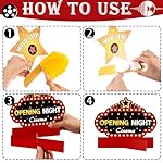 Chinco 12 Pieces Movie Night Party Decorations Supplies Movie Theater Honeycomb Centerpiece 3D Microphone Ticket Star Video Paper Centerpiece Sign Table Decoration for Theater Birthday Party Favors - Image 4