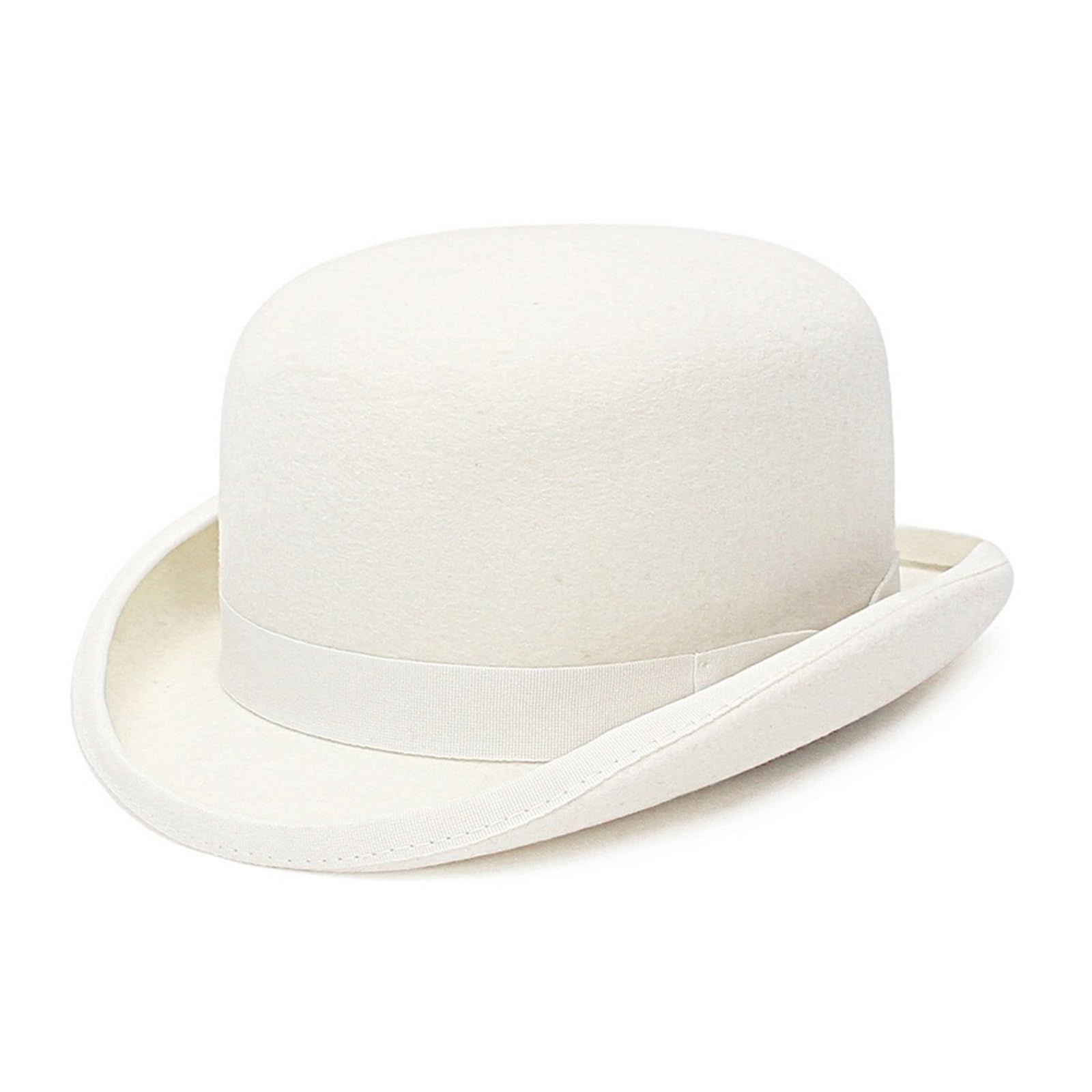 Melone Hut Filz Weiß Bowler Hut for Männer/Frauen Satin Gefüttert Party Formale Fedora Kostüm Zauberer Kappe