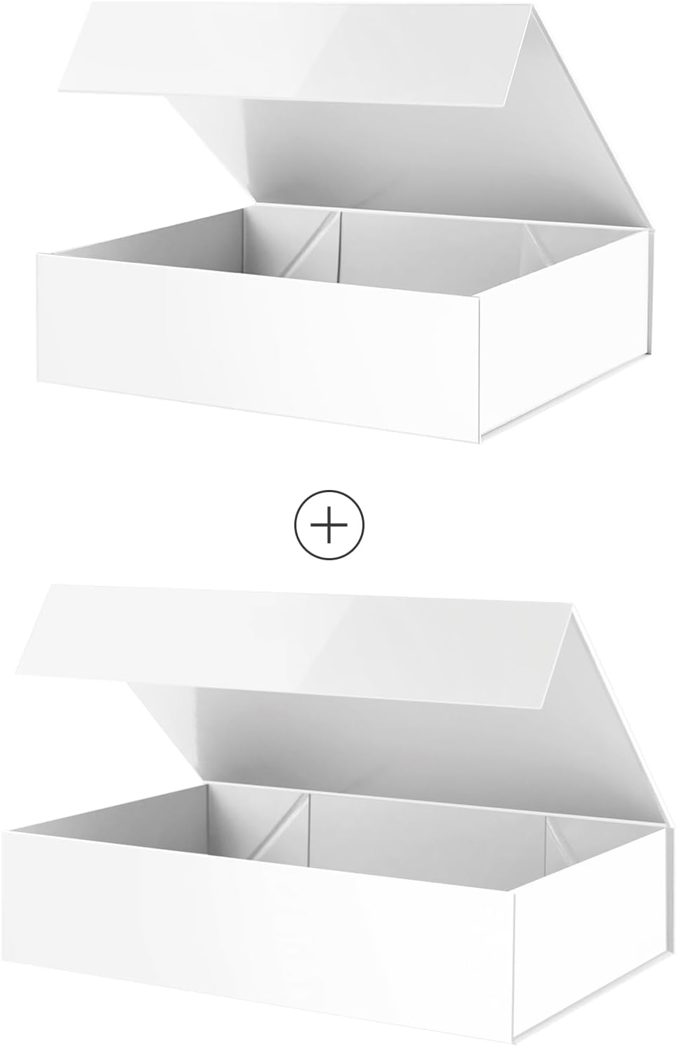 PACKHOME 1 Large Gift Box 13.5x10x3.5 Inches, 1 Extra Large Gift Box 17.5x11.3x4.3 Inches (White)