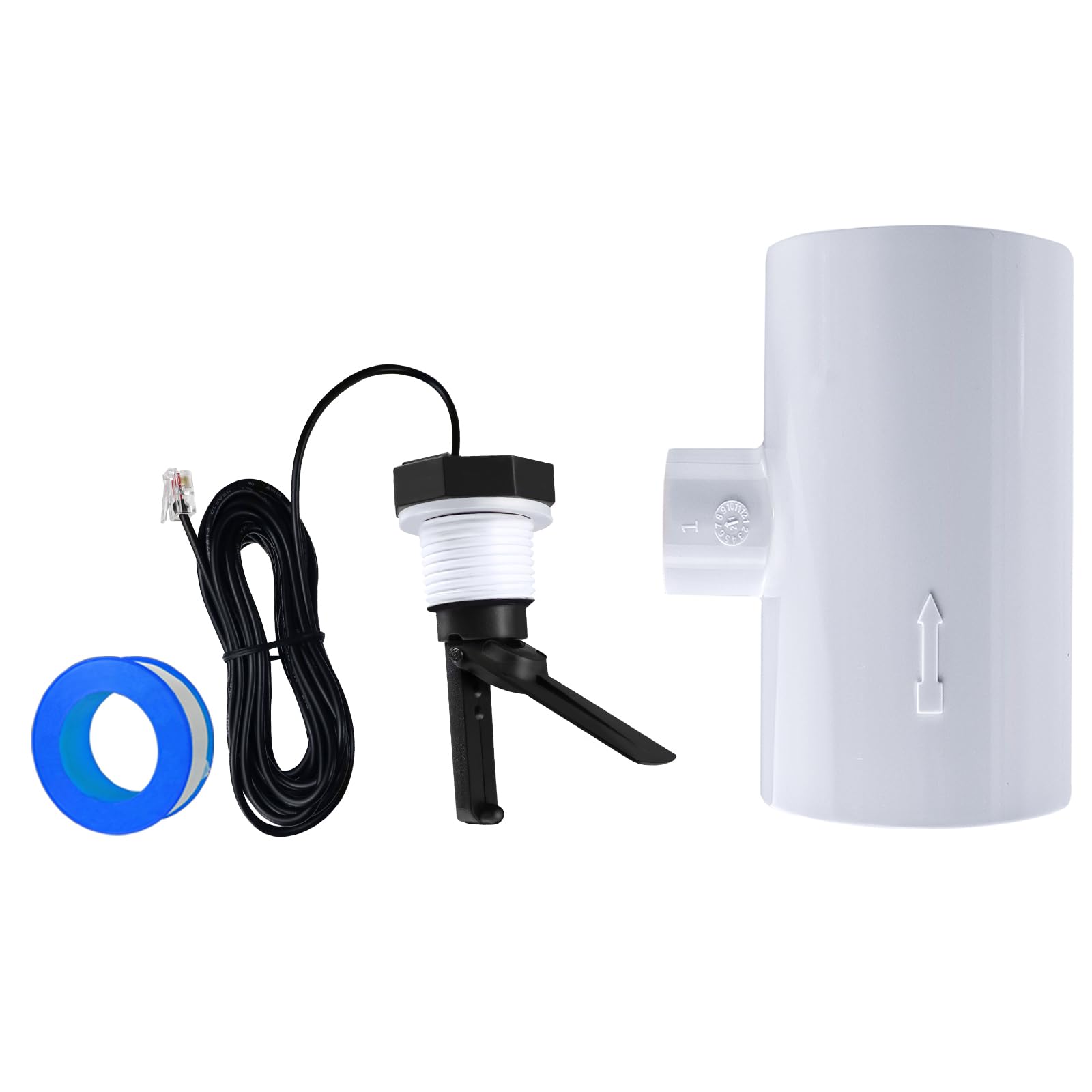 GLX-FLO-RP Flow Switch Assembly Compatible with Hayward Goldline Aquarite Salt System, Flow Sensor Assembly for Aqua Rite Salt Cell and Chlorine Generator, with Tee and 15-Feet Cable