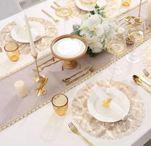 Image of HomeCloud PVC Material Round Shape Table Mat, Dining Table Mat,Table Placemats, Round Mats,Best for Bed-Side Table /Center Table, Dining Table /Shelves (Butterfly Gold, Set of 2)