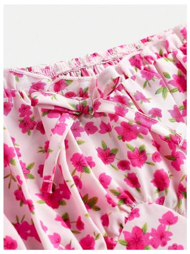 Floerns Girl's Boho Puff Short Sleeve Square Neck Floral Print A Line Dress4