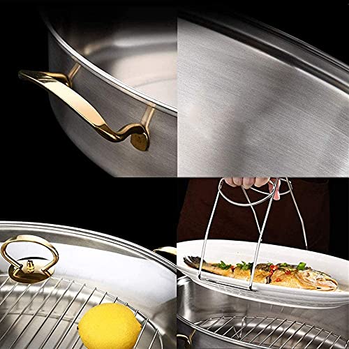 Fish Steamer Pot, Stainless Steel Poacher for Induction Cooker, Elliptical Shape, Ideal for Steaming Fish and Boiling Soup - Image 5