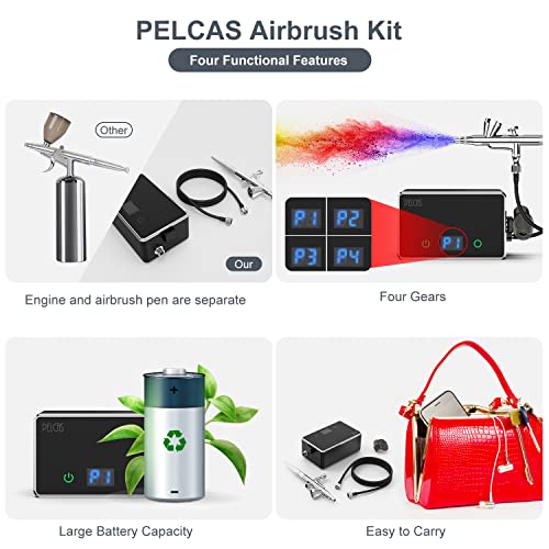 Pelcas LPAB-003-US Airbrush Gun With Compressor, Lcd Display Nail Airbrush Machine, 32Psi Airbrush Paint Machine For Nails Art, Makeup thumb #2