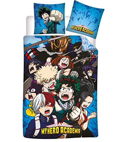 Aymax Housse de Couette My Hero Academia en Coton 140x200cm+65x65cm