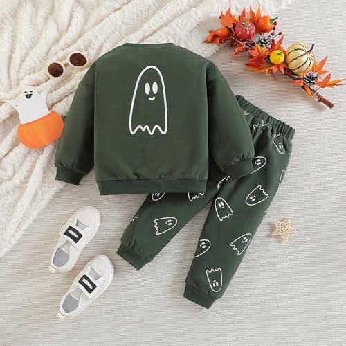 Baby Girl Boy Halloween Outfit Crewneck Pumpkin Shirt Sweatshirt TopJoggers Pants Set Toddler Fall Winter Clothes3
