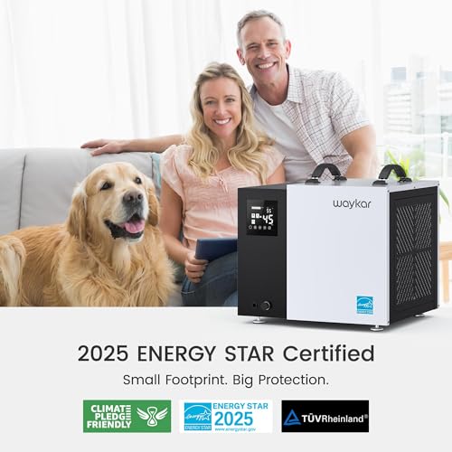 Image of Waykar 70 Pint Energy Star Crawl Space Dehumidifier with Drain Hose for Basements, Commercial & Water Damage Spaces up to 5000 Sq. Ft., Compact, Strong Dehumidification, 5-Year Quality Coverage