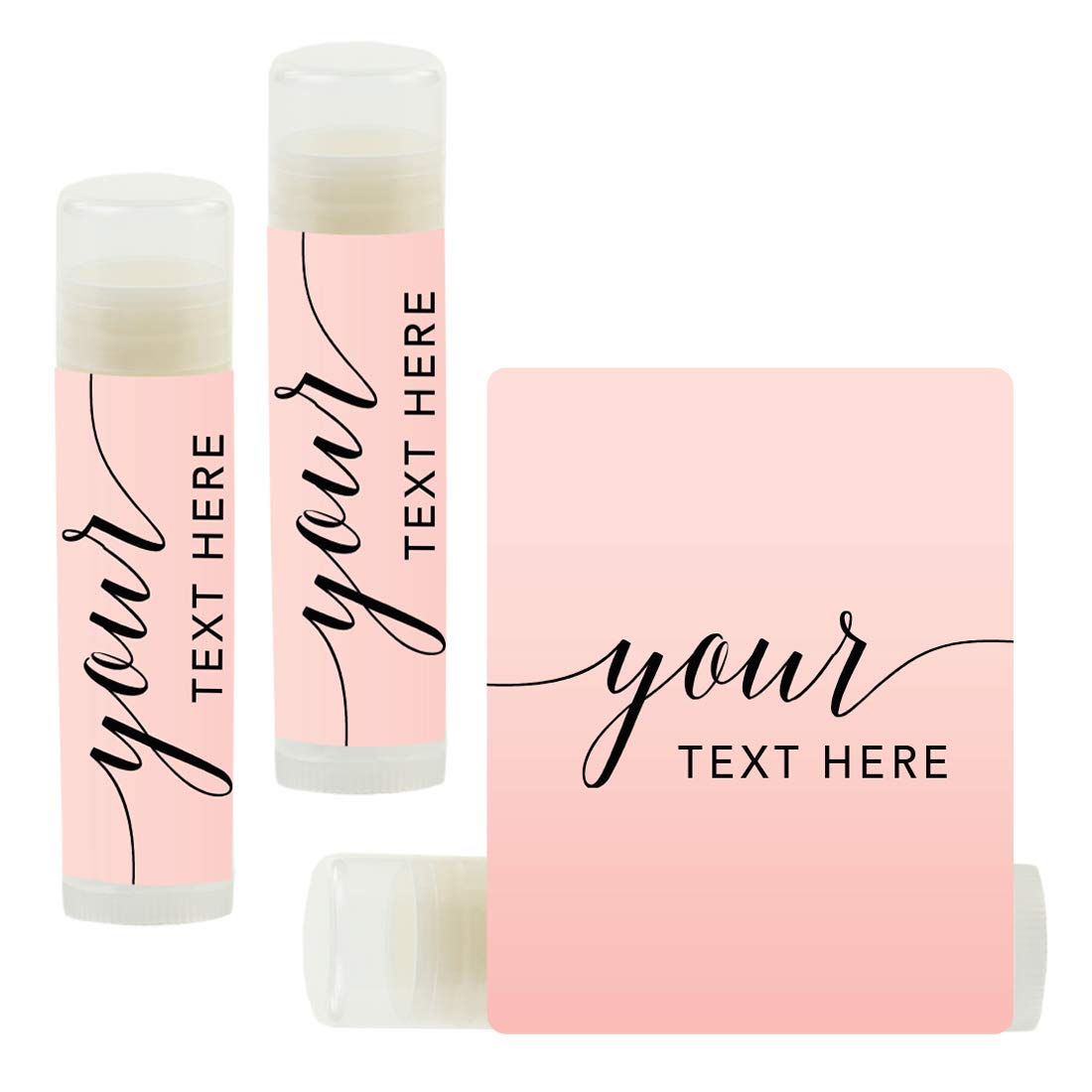 Andaz Press Personalized Blush Pink Rose Elegant Party Lip Balm Your Text Here 12-Pack Custom Party Favors Personalized