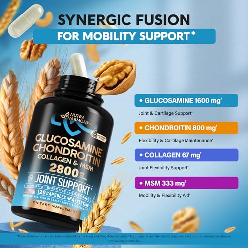 Glucosamine Chondroitin MSM Collagen | FSA HSA Eligible | Joint Support Supplement 2800 mg | Made in USA | FSA Approved Product Items | Flexibility Nutritional Vitamins | For Men & Women, 120 Capsules - Image 5