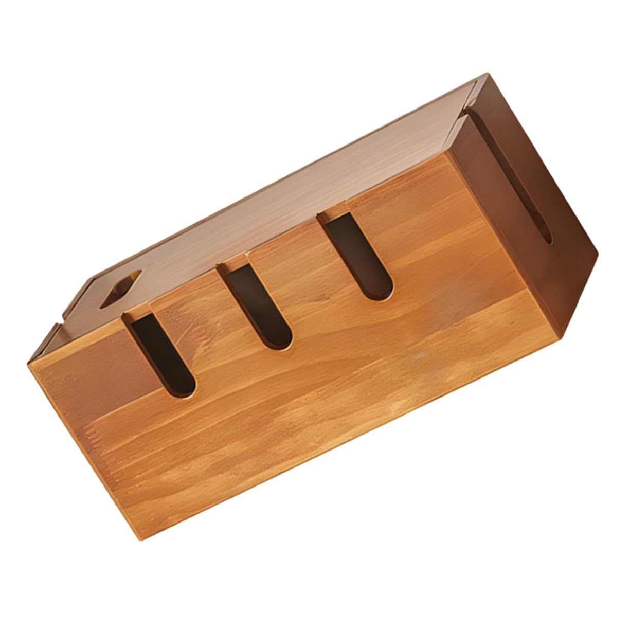 Organizador de Cables Estilo Rústico de Madera Maciza, de Escritorio