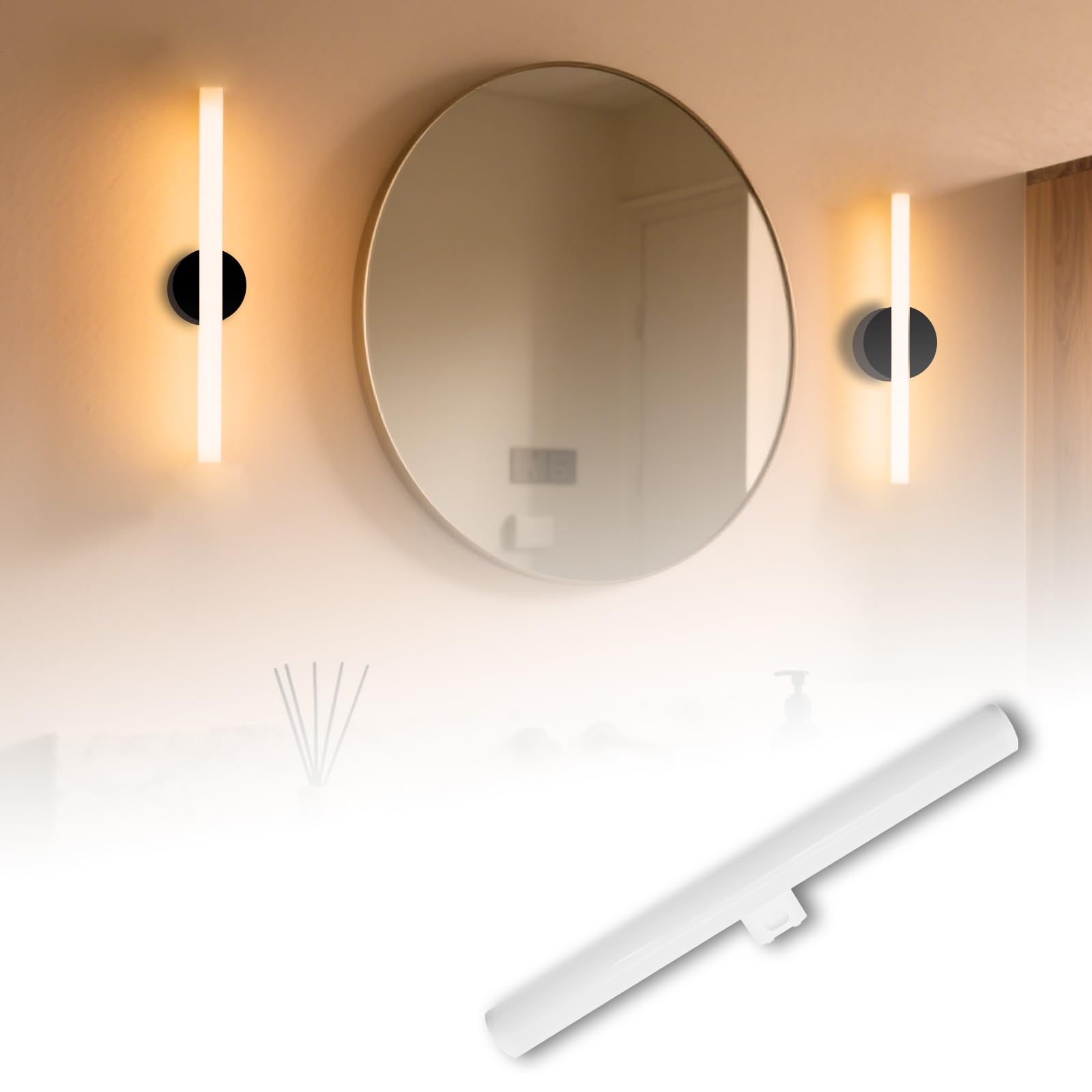 Maxled, Light is Led! S14D LED Light Bulb 8W Warm White 2700K 30cm Length 60W Replacement 600lm 180º Beam Angle LED Tube Lights Bulb Make-up Mirror Light
