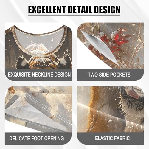 ALAZA Tiger Winter Stylish Pajamas Set Short Sleeve Cotton Sleepwear Summer Pjs 2 Piece 5-14Y4