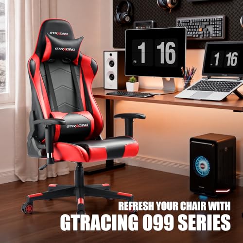 GTRACING Gaming Chair Racing Office Computer Ergonomic Video Game Chair Backrest and Seat Height Adjustable Swivel Recliner with Headrest and Lumbar Pillow Esports Chair GT099 の商品画像 3