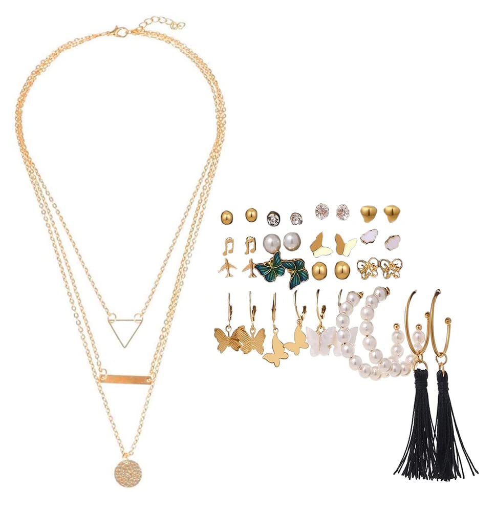 YouBella Fashion Jewellery Gold Plated Necklace and Earrings Combo Jewellery Set for Girls and Women (Gold) (Style 8) (B0B5543KL5) Amazon Price History, Amazon Price Tracker