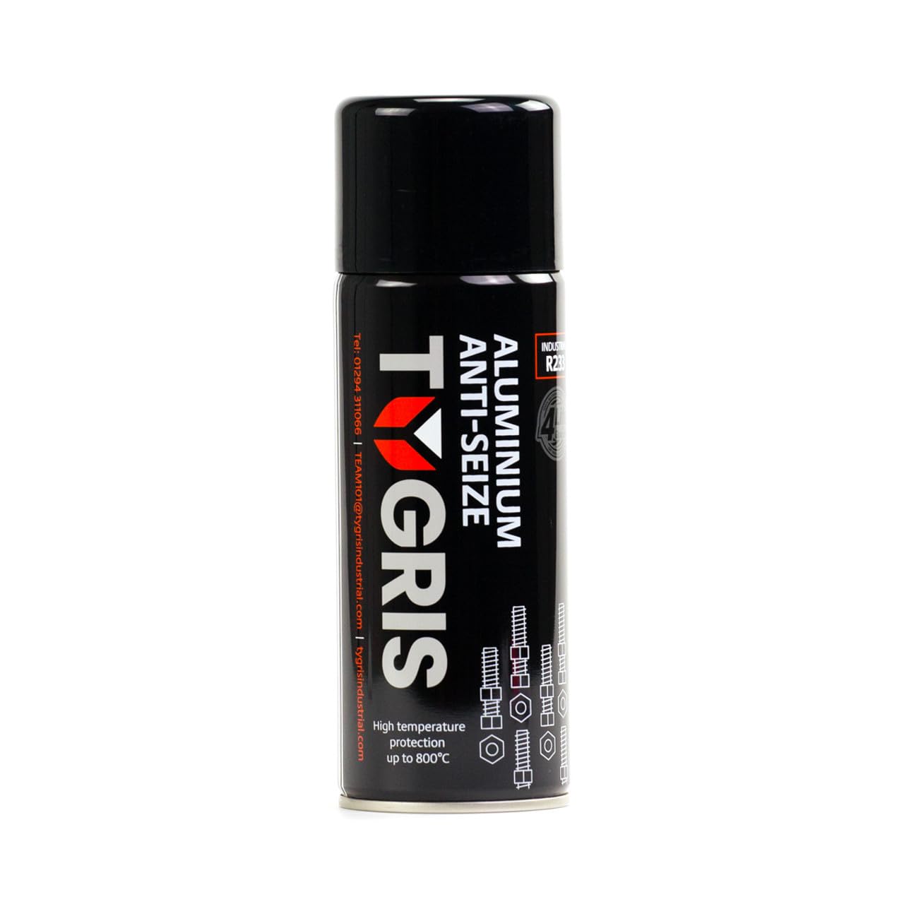 Tygris R233 Aluminium Anti-Seize Spray 400ml – High Temperature Anti Seize Lubricant up to 800°C – Thread & Bolt Protection, Prevents Corrosion & Seizure – Marine, Automotive & Industrial Use