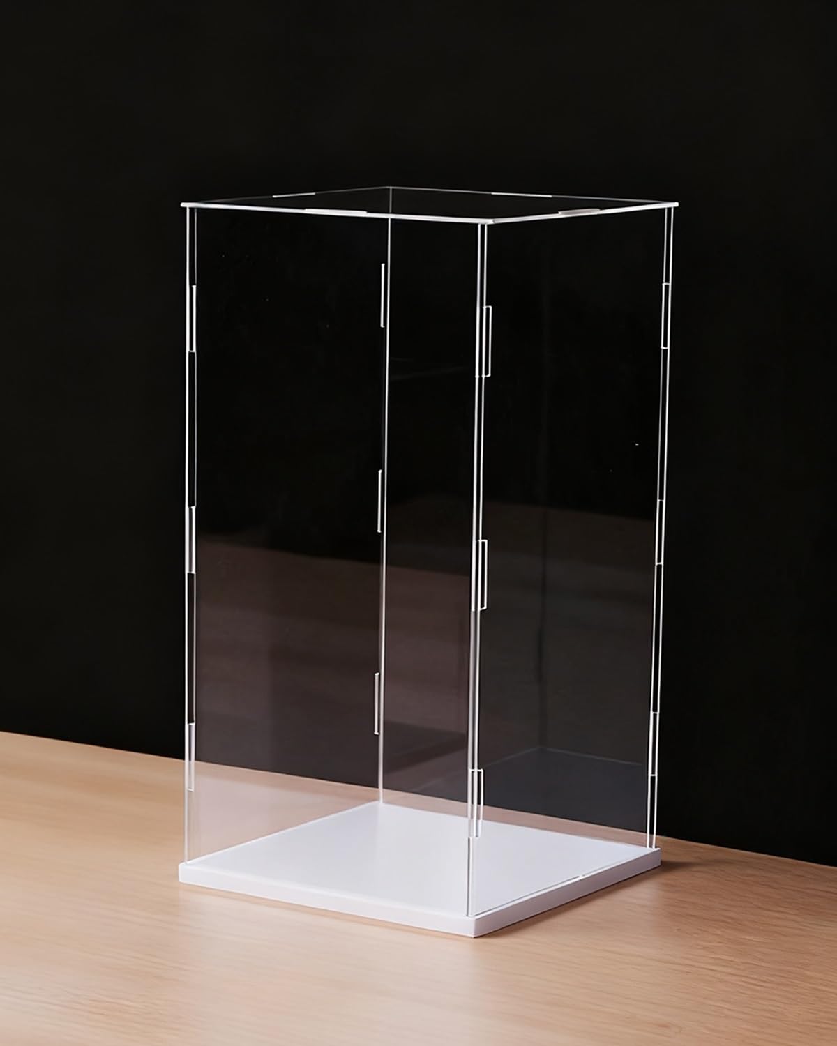 Akrylowa Gablota Akrylowy Gablota na Lalki 25, 30, 40, 50, 60 cm Pyłoszczelna, Przezroczysta Gablota Akrylowa Plastikowe Pudełka do Przechowywania Figurek(White Base,45x45x55cm)