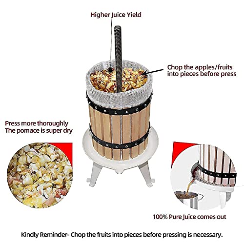 Image of SQUEEZE master Fruit Apple Cider Wine Classic Press- 4.75 Gallon /18L-Solid Wood Basket with Fruit Apple Wine Classic Crusher -7 Litre /1.8Gallon