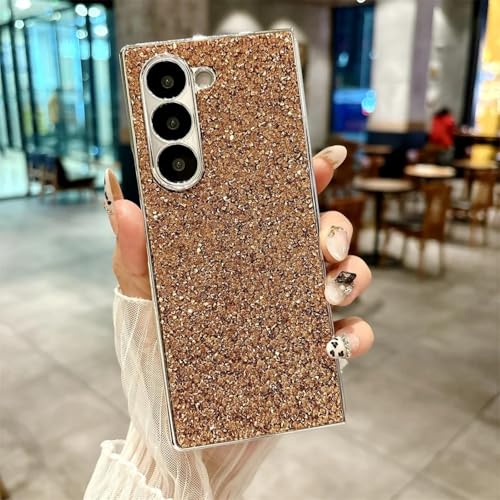 Coque paillettes Samsung Z Fold 4 antichoc strass marron pour le quotidien