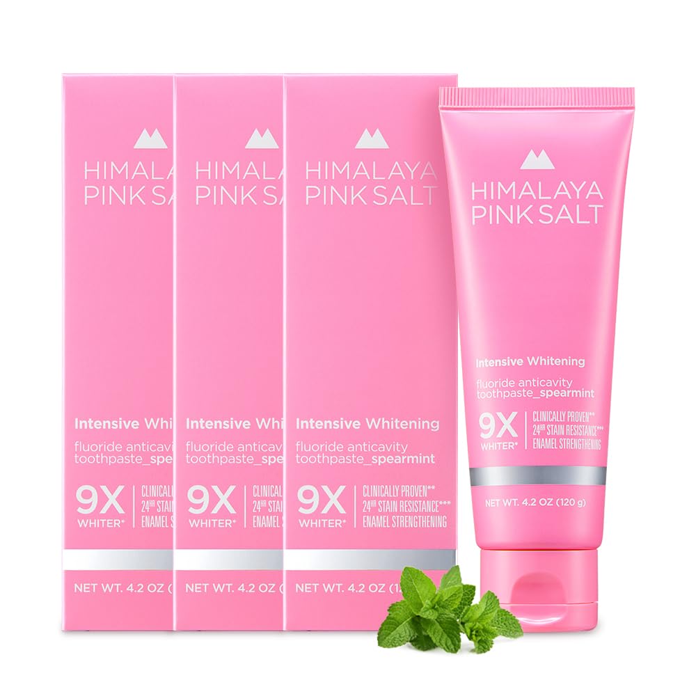 HIMALAYA PINKSALT Toothpaste, Intensive Whitening, 3.2 oz (120 g) x 3 Pieces, Himalayan Salt Salt, Pink Toothpaste, Fluorine, Bad Breath Care, Spearmint Flavor