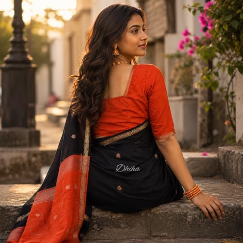 Image of Original Maheswari Cotton Silk Saree for Women | Kanjivaram Pure Silk Cotton Sari with Blouse | Zari Work | Tassels | Handloom Weave
