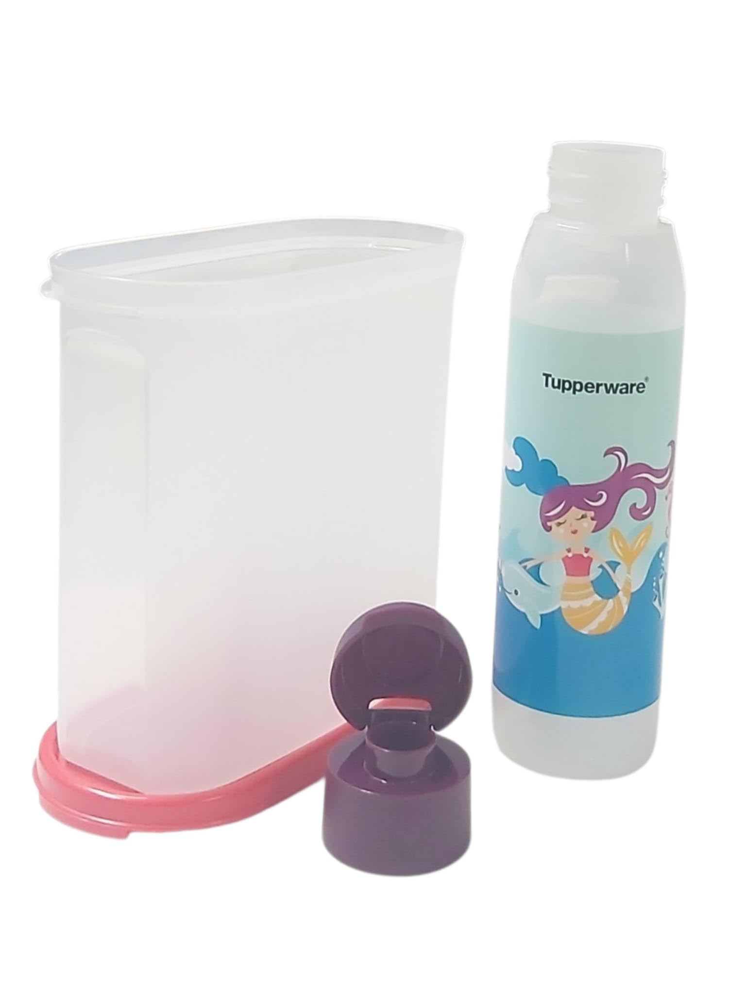 Tupperware SignoraWare Eidgenosse Vorratsdose 1,7 Liter Transparent mit rotem Deckel EcoEasy Trinkflasche Meerjungfrau 750 ml Transparent/Lila – Vorratsbehälter & BPA-freies Trinkflaschen-Set
