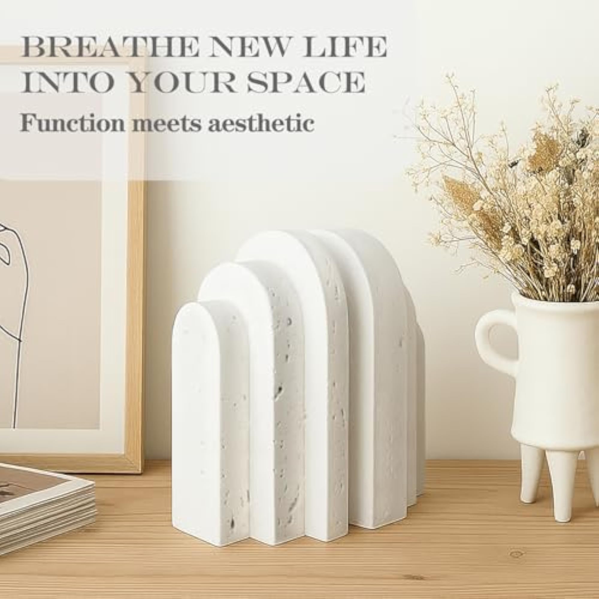 Heavy Duty Aesthetic Bookends for Shelves