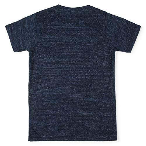 Image of Urbano Juniors Boy's Navy Blue Solid Melange Regular Fit Half Sleeve Cotton T-Shirt