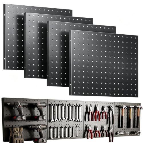 Garage Wall Organizer Peg Board 4 Pack Heavy Duty Wall Metal Pegboard Panel