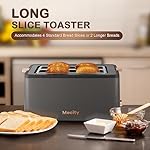 Mecity 4 Slice Toaster, Long Slot Toaster With Warming Rack, Bagel/Defrost/Reheat Functions,Warming Rack, Crumb Tray, 6 Browning Settings, Extra Wide Long Slots, Stainless Steel, 1300W,Grey - Image 2