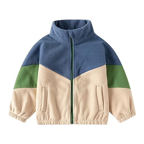Toddler Boys Toddler Fall/Winter Boys' Standing Collar Colorblock Zipper Jacket Has Pockets Elastic Hem And Cuffs