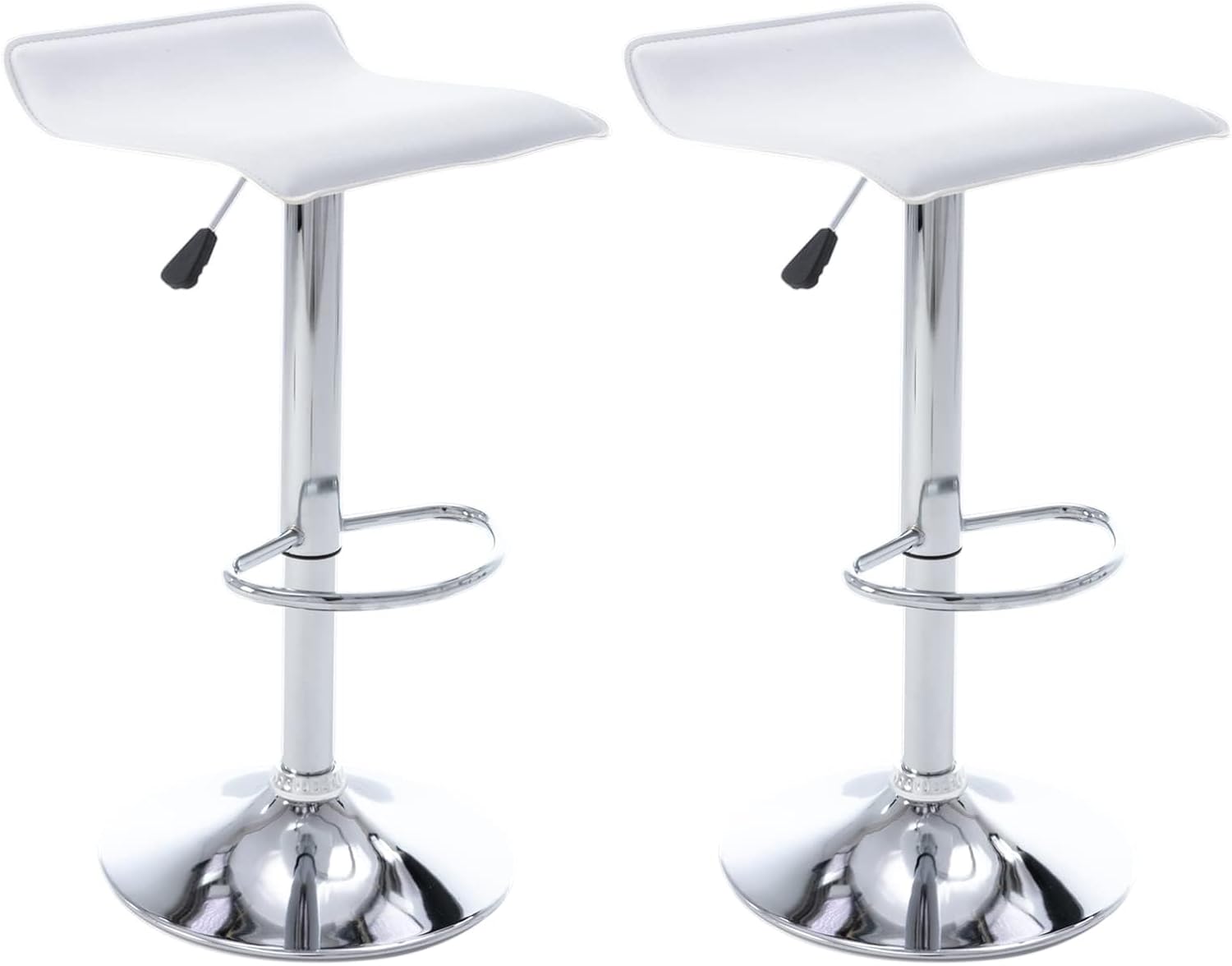 Adjustbale Barstools, Backless Counter Height Swivel Bar stools with Footrest,Kitchen Dining Chairs,Set of 2(White)