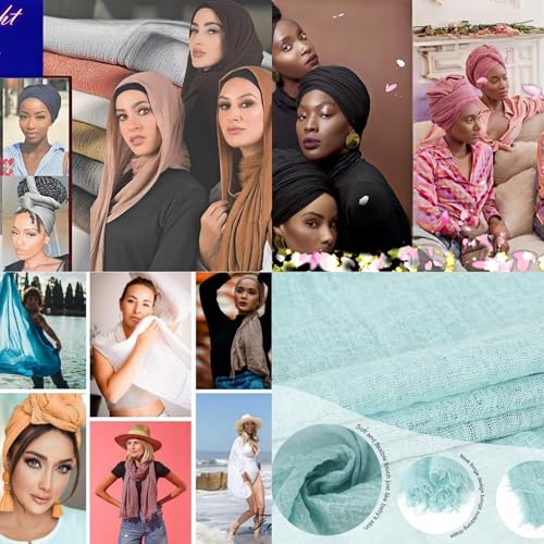 PASKMLNA Women's Crinkle Vintage Soft Plain Scarf Shawl With Fringed Edges Travel Scarf4