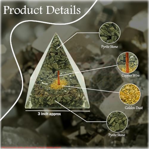 Image of Pyrite Tree Pyramid |3-Inch|Wealth-Attracting Pyramid with Pyrite Crystals for Abundance, Success, and Positive Energy|Spiritual Dcor