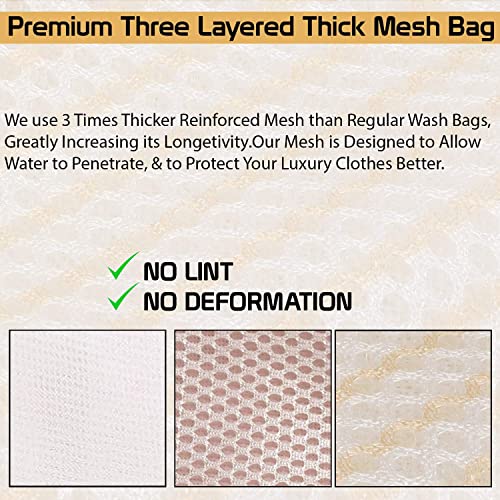 Image of Zollyss Laundry Bag for Clothes Mesh - Dual-Layer Mesh Bags for Washing Machine, Storage & Travel, Blouses, Bras, Hosiery, Lingerie, Jeans, 5-Pack