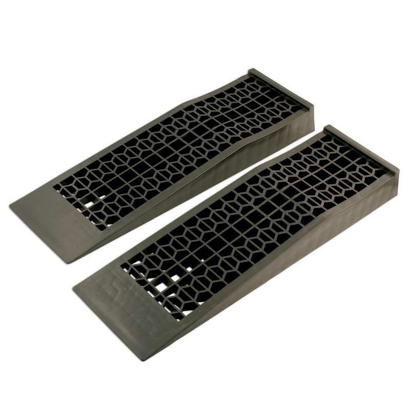 KATSU Tools Plastic Ramp, Low Profile, Pack of 2 5 Ton Capacity Plastic Car Ramps, Heavy Duty Garage Ramps for Lifting Motor Vehicles, Workshop, Car Service and Repair