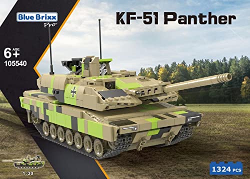 BlueBrixx 105540 - Kampfpanzer Panther KF51, Bundeswehr aus Klemmbausteinen mit 1324 Bauelementen. Kompatibel mit Anderen Klemmbausteinherstellern. Lieferung in Originalverpackung Cover