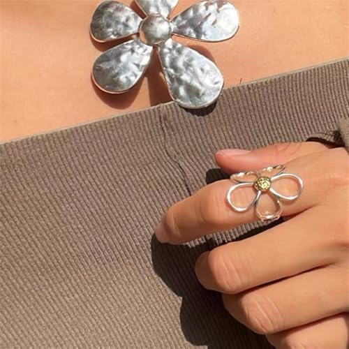 OIDIMS Flower Statement Ring for Women Delicate Lightweight Adjustable Expandable Open Wrap Finger Rings Comfort Fit Boho Dainty Y2K Jewelry Wedding Birthday Christmas Gift4