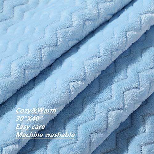 Image of CREVENT 30''X40'' Small Fluffy Warm Baby Toddler Blanket for Boy Infant Toddler Crib Cot Stroller (Wave Blue)