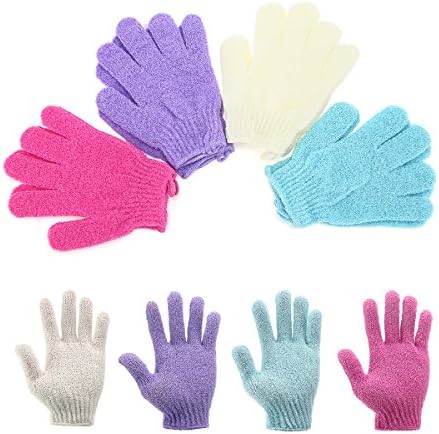 Codream 4 Pairs Exfoliating Shower Bath Gloves for Shower,Spa,Massage and Body Scrubs,Dead Skin Cell Remover.Solft and Suitable for Men,Women,Children (4 Pair)