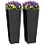 Greesum 32 Inch Tall Plastic Planters with Rattan Texture – Set of 2, Detachable Inner Pot & Drainage Holes, Indoor/Outdoor Decorative Flower Pots for Large Plants, Trees, Patio, and Garden, Black