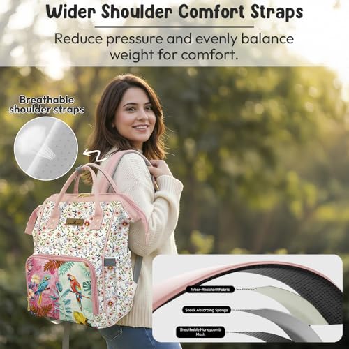 Image of StarAndDaisy Baby Bag for Mother Travel /Diaper Bag with Insulated Baby Bottle Pocket /Diaper Bag for Mothers for Travel with Multi Compartments, Waterproof Diaper Bags for Mom (Pink)