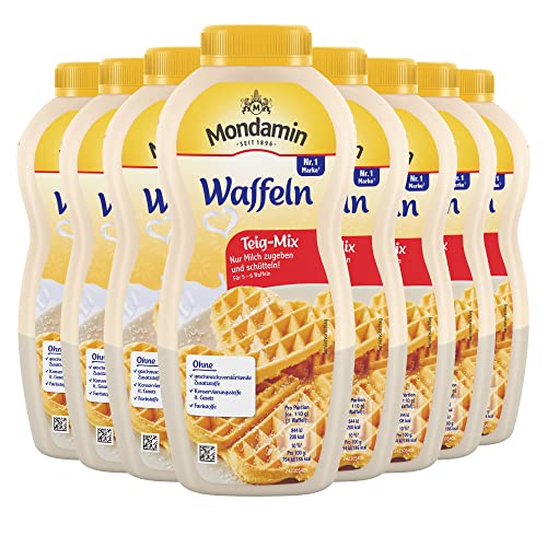 Mondamin Waffel Teig-Mix leckerer Waffelteig nur Milch zugeben und schütteln für 5 - 6 Waffeln 230 g 8 Stück