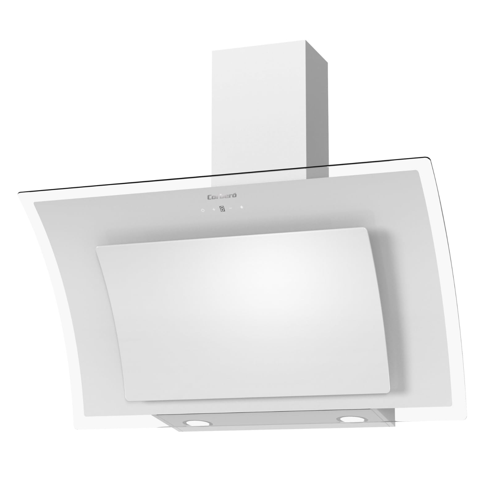 Corberó – Campana Decorativa | 90 cm | Caudal 1000 m³/h | 3 Velocidades | Control Touch | Filtro Aluminio 3 Capas + Filtro Carbón | E.Energética A++ | Cristal Blanco