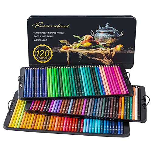 120 Premium Colored Pencils for Adult Coloring, Artist Soft Series Lead Cores with Vibrant Colors, Drawing Pencils, Art Pencils, Coloring Pencils for Adults and Kids(3.8mm Lead Core)
