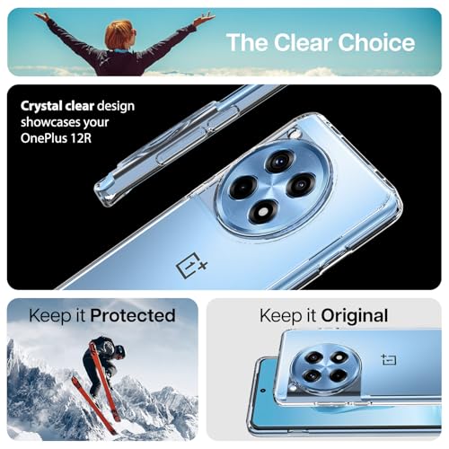 Image of KAPAVER Hybrid Crystal Clear Back Cover Case for OnePlus 12R | Protective Shockproof Hard PC Soft Flexible TPU Cover