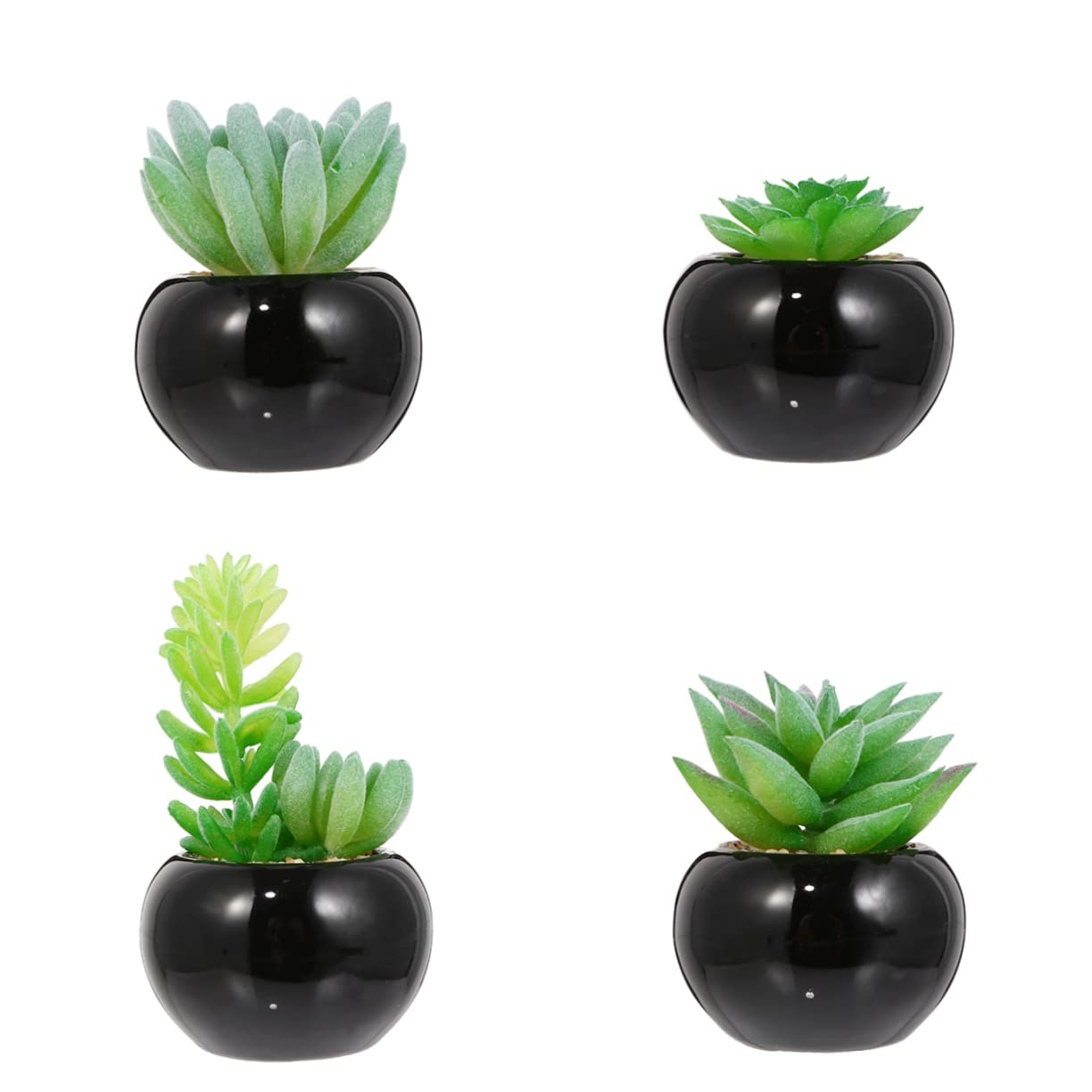 4stücke Künstlicher Mini-Bonsai Künstliche Sukkulenten Künstliche Topfpflanze Grünpflanze Als Dekoration Tischdekoration Für Zuhause Und Büro