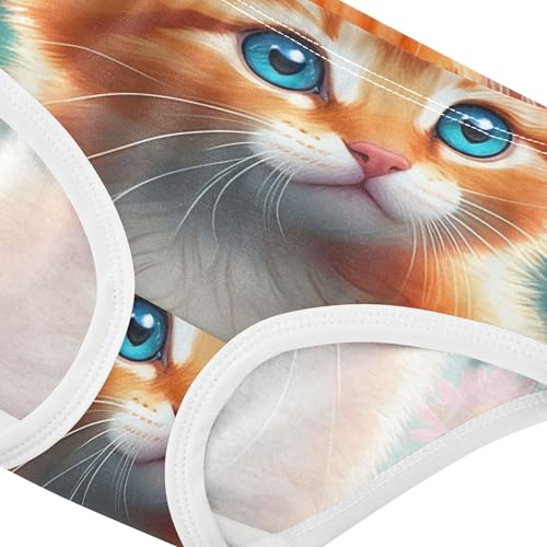 Fun Toddler Underwear Floral 2t Cotton Panties Little Girl Cute Orange Tabby Kitten Floral Undies Kids Briefs4