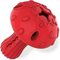 SCHITEC Mushroom Rubber Chew Toy for Large & Medium Dogs - Treat Dispensing Puzzle, Teeth Cleaning for Aggressive Chewers, Beef Scent